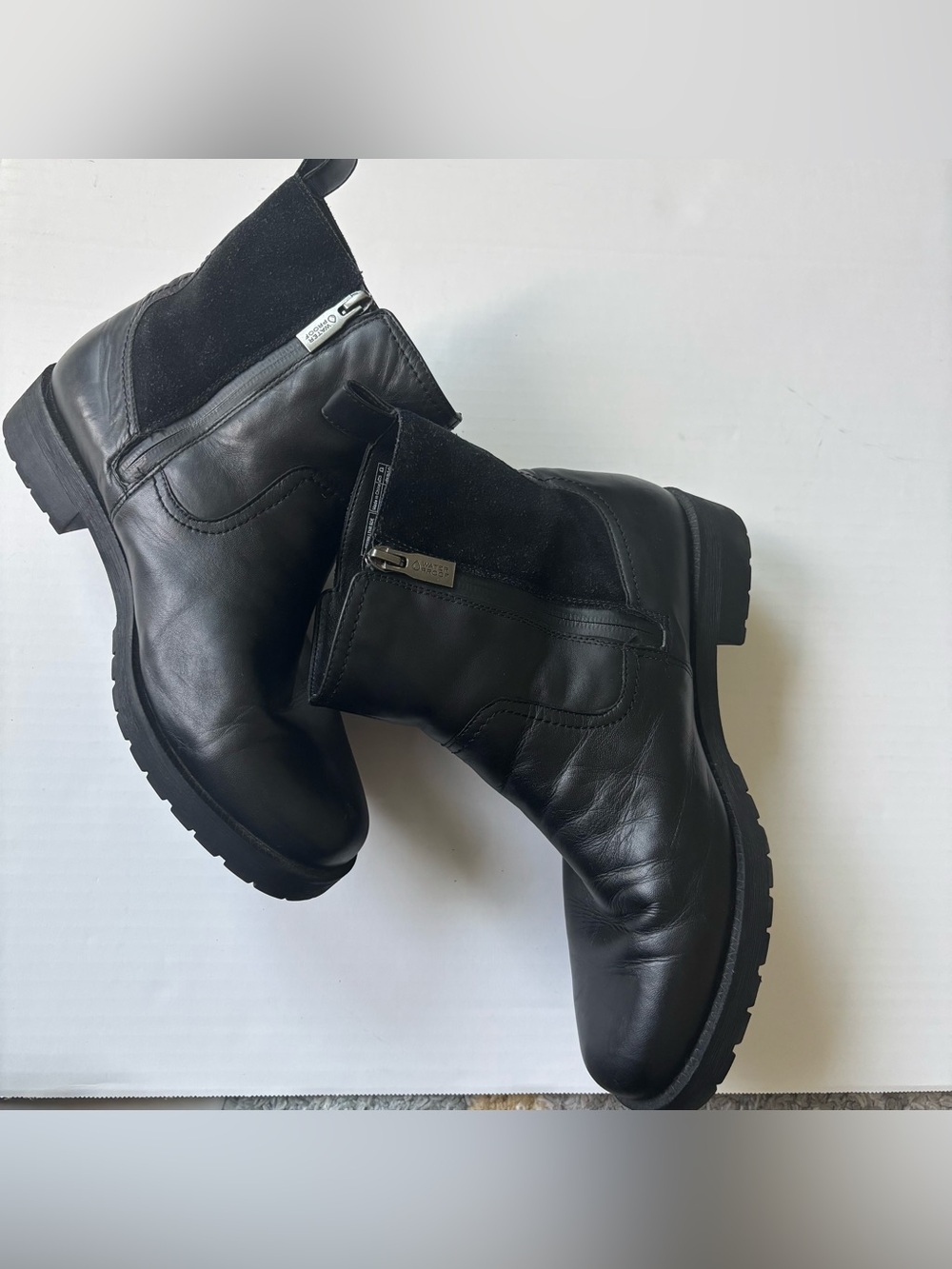 Vionic Brynn Black Leather Suede Waterproof Ankle Boots Orthotic Winter Size 10 - Picture 5 of 12